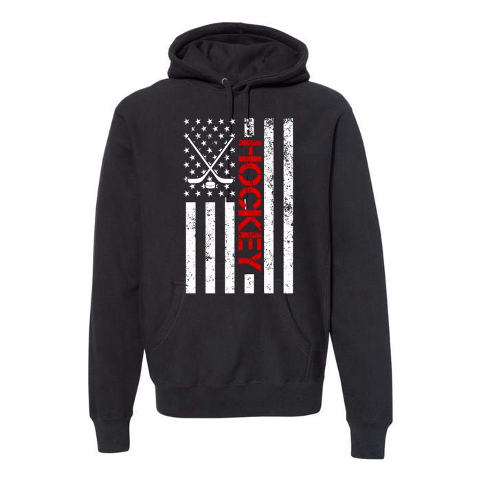 American Hockey Flag Vintage Premium Hoodie