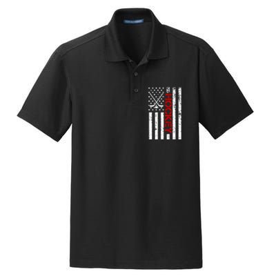 American Hockey Flag Vintage Dry Zone Grid Polo