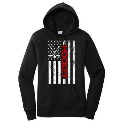 American Hockey Flag Vintage Women's Pullover Hoodie