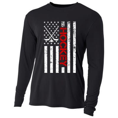 American Hockey Flag Vintage Cooling Performance Long Sleeve Crew
