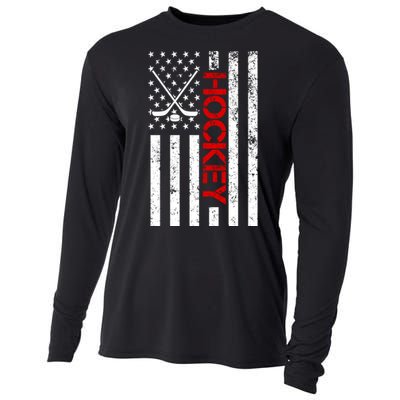 American Hockey Flag Vintage Cooling Performance Long Sleeve Crew