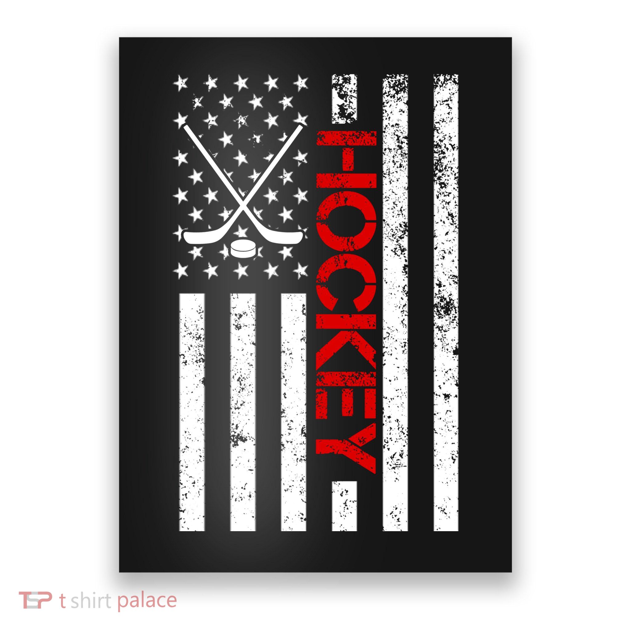 American Hockey Flag Vintage Poster