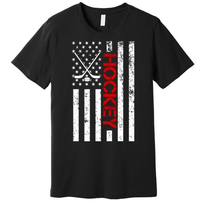 American Hockey Flag Vintage Premium T-Shirt