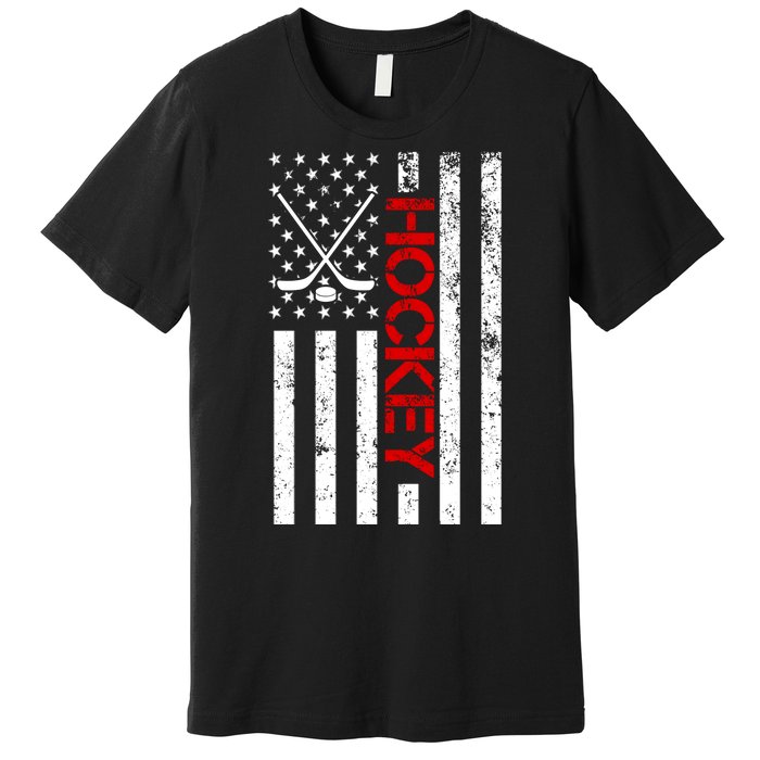 American Hockey Flag Vintage Premium T-Shirt