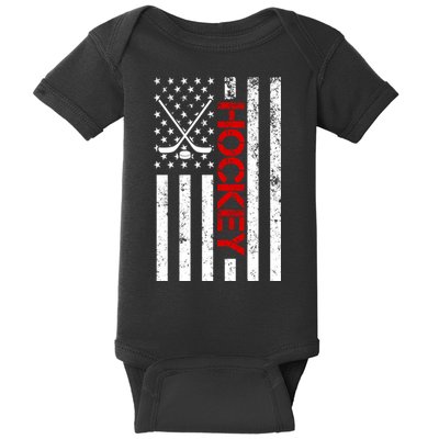 American Hockey Flag Vintage Baby Bodysuit