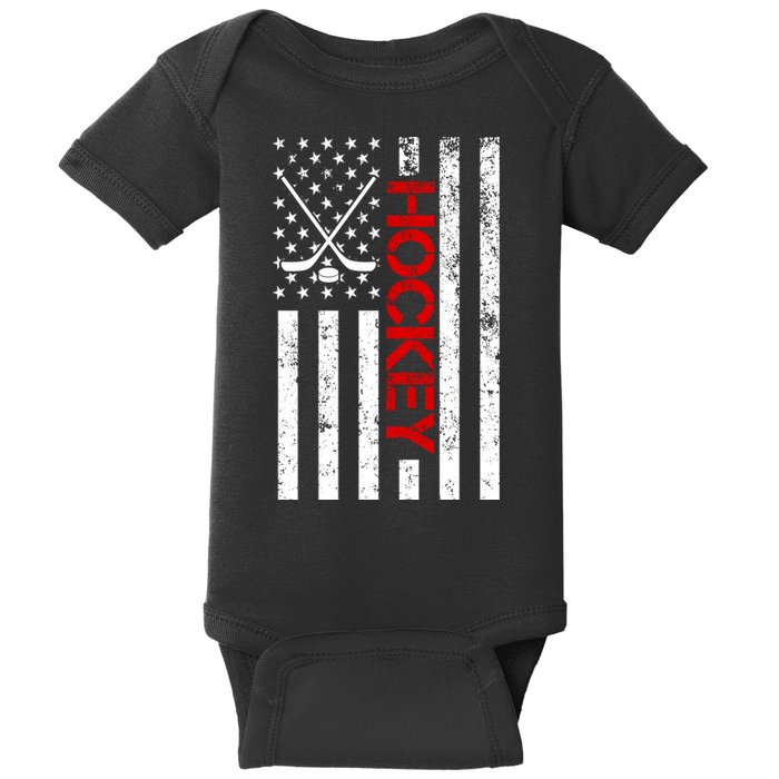 American Hockey Flag Vintage Baby Bodysuit