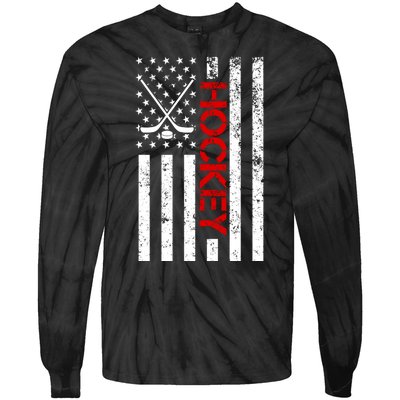 American Hockey Flag Vintage Tie-Dye Long Sleeve Shirt