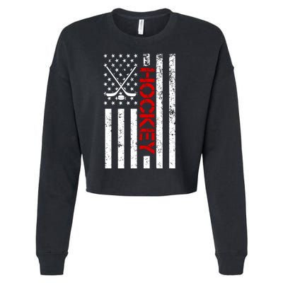 American Hockey Flag Vintage Cropped Pullover Crew