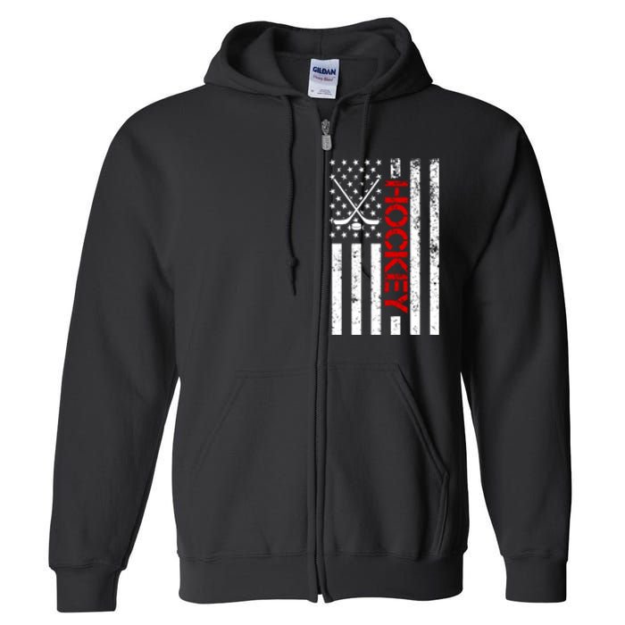 American Hockey Flag Vintage Full Zip Hoodie