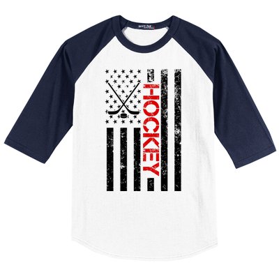 American Hockey Flag Vintage Baseball Sleeve Shirt