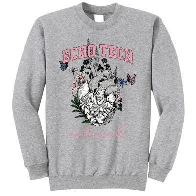 Anatomical Heart Floral Echo Tech Retired Cardiac Sonography Tall Sweatshirt