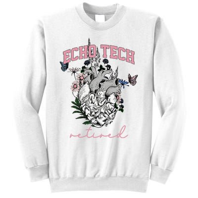 Anatomical Heart Floral Echo Tech Retired Cardiac Sonography Sweatshirt