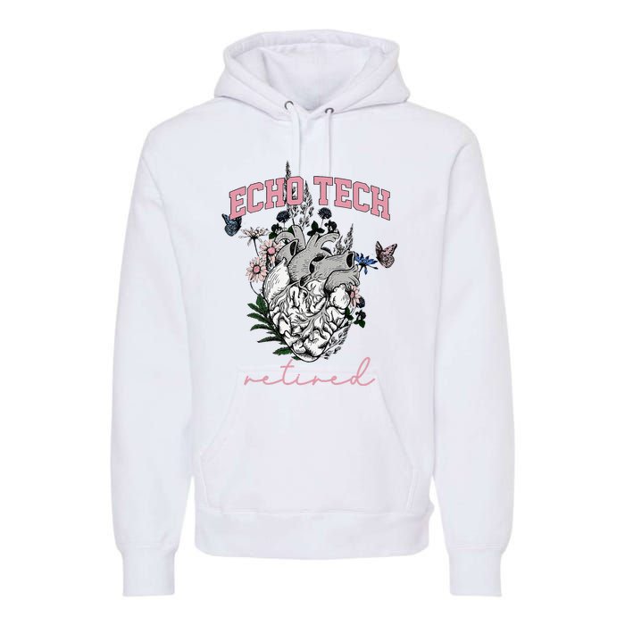 Anatomical Heart Floral Echo Tech Retired Cardiac Sonography Premium Hoodie