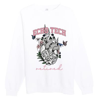 Anatomical Heart Floral Echo Tech Retired Cardiac Sonography Premium Crewneck Sweatshirt