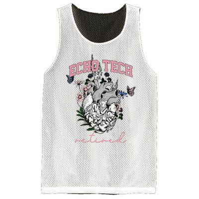 Anatomical Heart Floral Echo Tech Retired Cardiac Sonography Mesh Reversible Basketball Jersey Tank