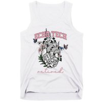 Anatomical Heart Floral Echo Tech Retired Cardiac Sonography Tank Top