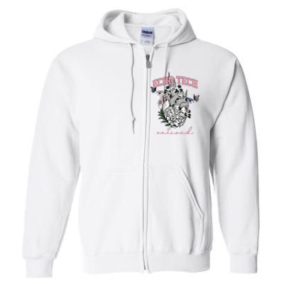 Anatomical Heart Floral Echo Tech Retired Cardiac Sonography Full Zip Hoodie