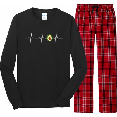 Avocado Heartbeat Funny Health Design Long Sleeve Pajama Set