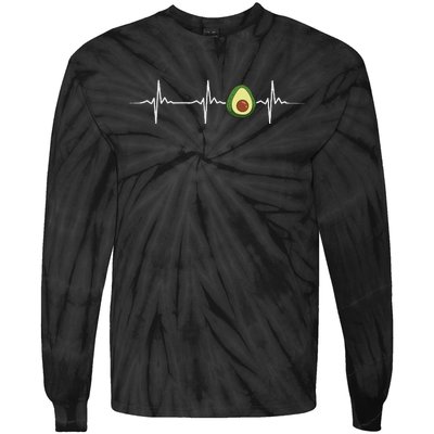 Avocado Heartbeat Funny Health Design Tie-Dye Long Sleeve Shirt