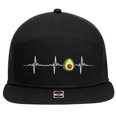 Avocado Heartbeat Funny Avocado 7 Panel Mesh Trucker Snapback Hat