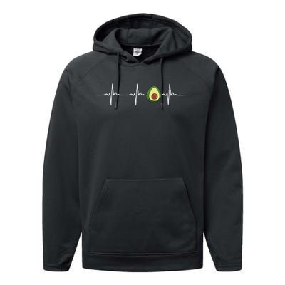 Avocado Heartbeat Funny Avocado Performance Fleece Hoodie