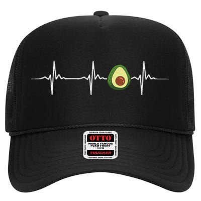 Avocado Heartbeat Funny Avocado High Crown Mesh Back Trucker Hat