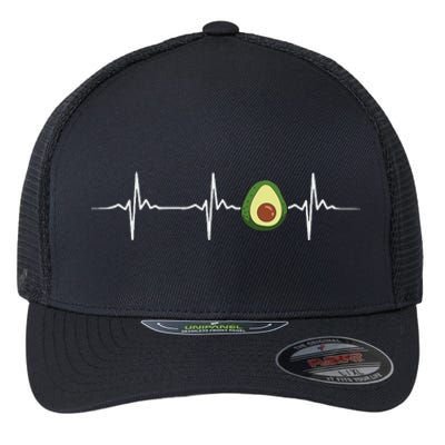 Avocado Heartbeat Funny Avocado Flexfit Unipanel Trucker Cap