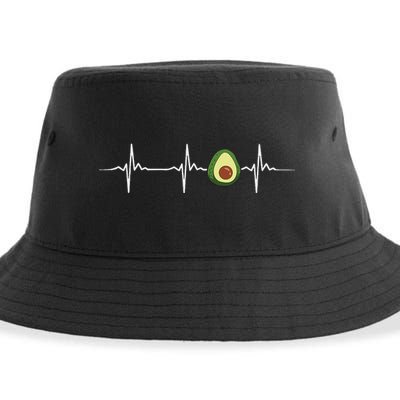 Avocado Heartbeat Funny Avocado Sustainable Bucket Hat