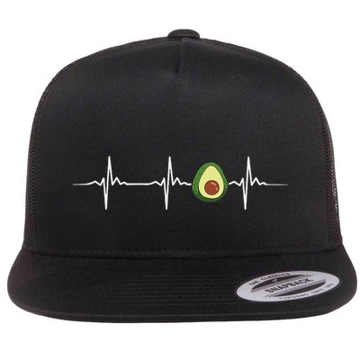 Avocado Heartbeat Funny Avocado Flat Bill Trucker Hat