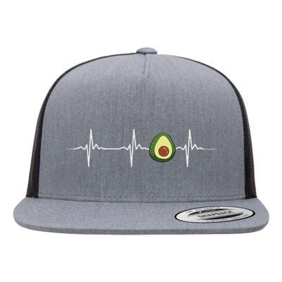 Avocado Heartbeat Funny Avocado Flat Bill Trucker Hat