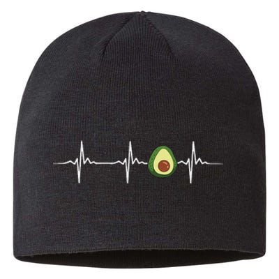 Avocado Heartbeat Funny Avocado Sustainable Beanie