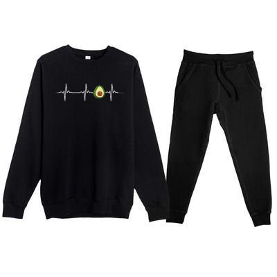 Avocado Heartbeat Funny Avocado Premium Crewneck Sweatsuit Set