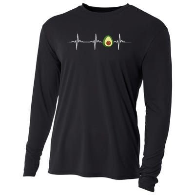 Avocado Heartbeat Funny Avocado Cooling Performance Long Sleeve Crew