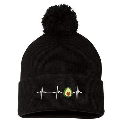 Avocado Heartbeat Funny Avocado Pom Pom 12in Knit Beanie