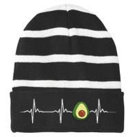 Avocado Heartbeat Funny Avocado Striped Beanie with Solid Band