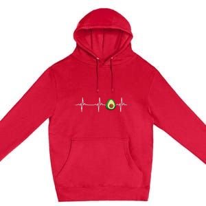 Avocado Heartbeat Funny Avocado Premium Pullover Hoodie