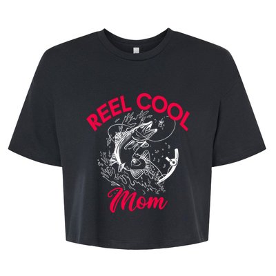 Angling Hunting Fishing Reel Cool Mom Bella+Canvas Jersey Crop Tee