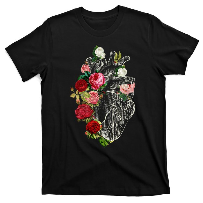 Anatomical Heart Floral Organ Cardiology Cardiac Nurse T-Shirt