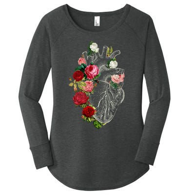 Anatomical Heart Floral Organ Cardiology Cardiac Nurse Women's Perfect Tri Tunic Long Sleeve Shirt