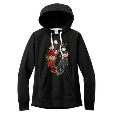 Anatomical Heart Floral Organ Cardiology Cardiac Nurse Women's Fleece Hoodie