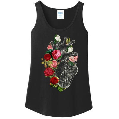 Anatomical Heart Floral Organ Cardiology Cardiac Nurse Ladies Essential Tank