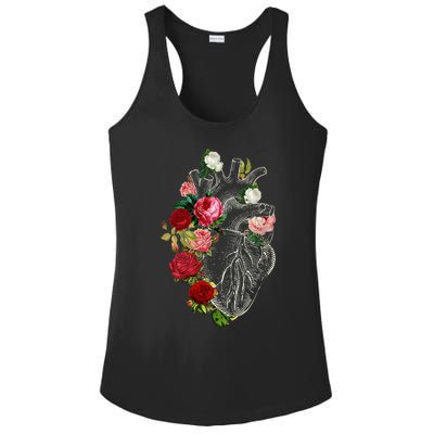 Anatomical Heart Floral Organ Cardiology Cardiac Nurse Ladies PosiCharge Competitor Racerback Tank