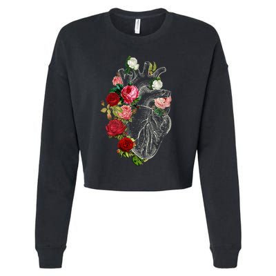 Anatomical Heart Floral Organ Cardiology Cardiac Nurse Cropped Pullover Crew