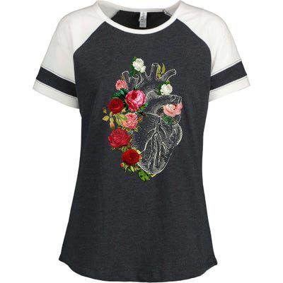 Anatomical Heart Floral Organ Cardiology Cardiac Nurse Enza Ladies Jersey Colorblock Tee