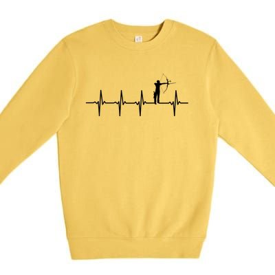 Archery Heartbeat Gift Rchers And Bow Hunting Lovers Great Gift Premium Crewneck Sweatshirt