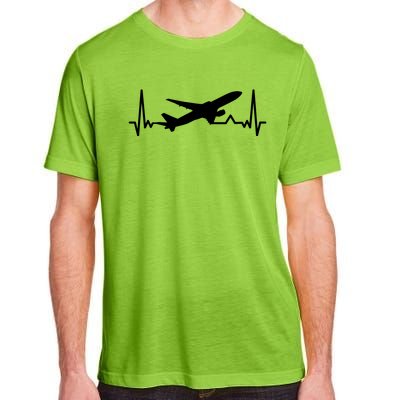 Airplane Heartbeat Gift For Pilots Travelers Jet Plane Cool Gift Adult ChromaSoft Performance T-Shirt