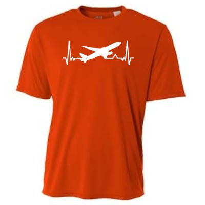 Airplane Heartbeat Gift For Pilots Travelers Jet Plane Cool Gift Cooling Performance Crew T-Shirt