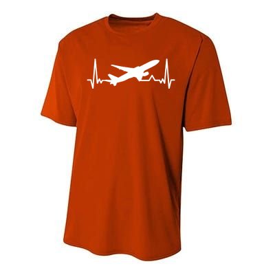 Airplane Heartbeat Gift For Pilots Travelers Jet Plane Cool Gift Performance Sprint T-Shirt