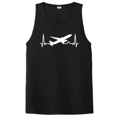 Airplane Heartbeat Gift For Pilots Travelers Jet Plane Cool Gift PosiCharge Competitor Tank