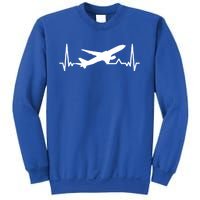 Airplane Heartbeat Gift For Pilots Travelers Jet Plane Cool Gift Sweatshirt